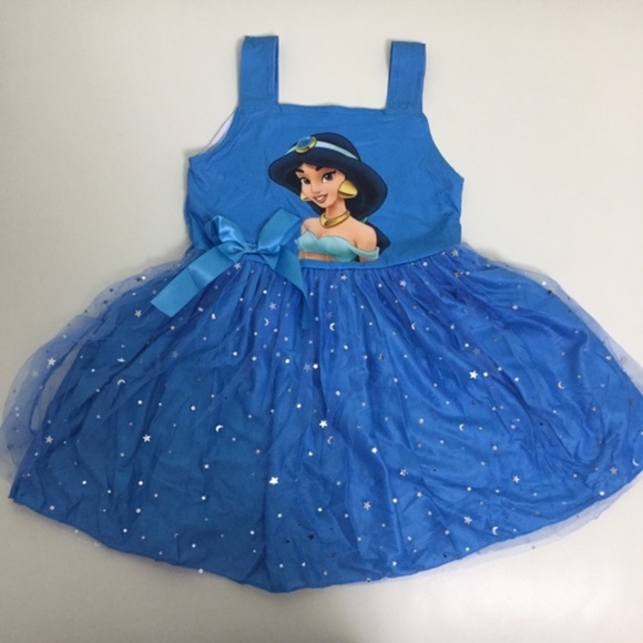 Princess Jasmine Cute Star Bow Royal Blue Dress - Picture 1 of 7